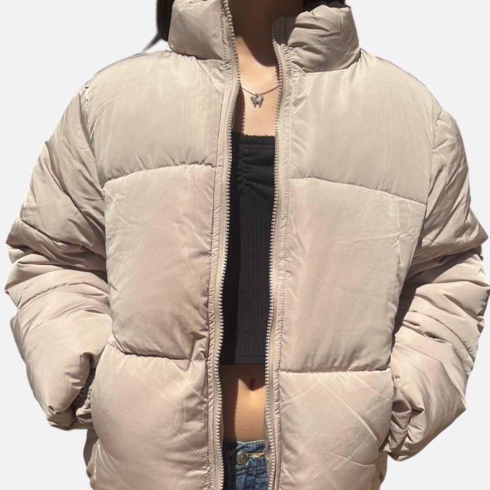 Women's Beige Puffer Jacket